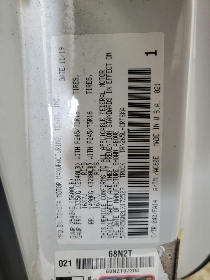 2020 Toyota Tacoma Access Cab VIN: 5TFRX5GN2LX172527 Lot: 80511725