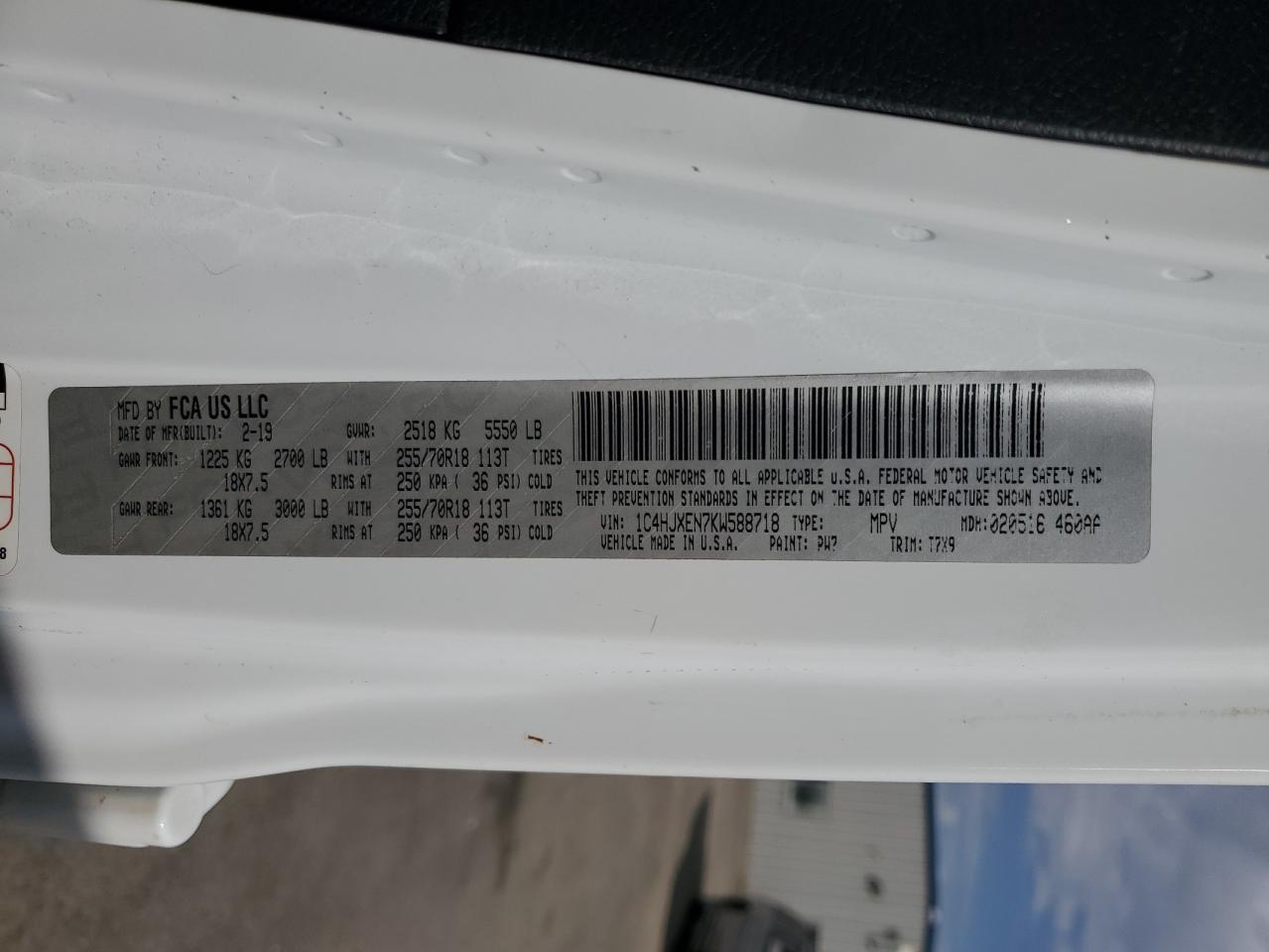 2019 Jeep Wrangler Unlimited Sahara VIN: 1C4HJXEN7KW588718 Lot: 81799715