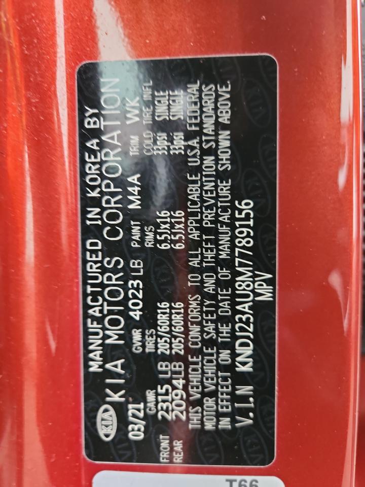 2021 Kia Soul Lx VIN: KNDJ23AU8M7789156 Lot: 81800285