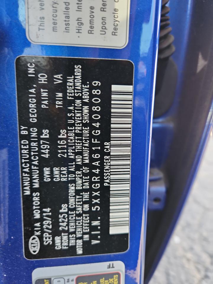 2015 Kia Optima Sx VIN: 5XXGR4A61FG408089 Lot: 81516845