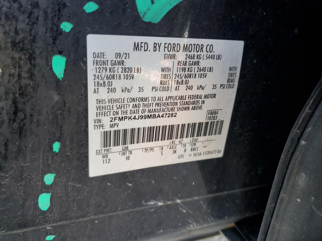 2021 Ford Edge Sel VIN: 2FMPK4J99MBA47282 Lot: 81297025