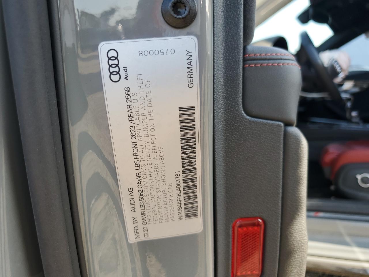 2020 Audi S4 Premium Plus VIN: WAUB4AF48LA053781 Lot: 80265205