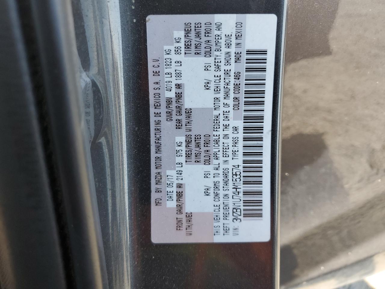 2017 Mazda 3 Sport VIN: 3MZBN1U74HM153574 Lot: 80226275