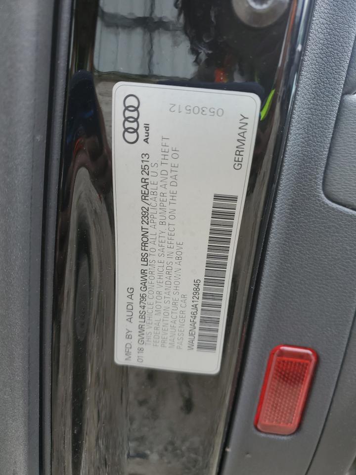 2018 Audi A4 Premium Plus VIN: WAUENAF46JA129845 Lot: 80869985