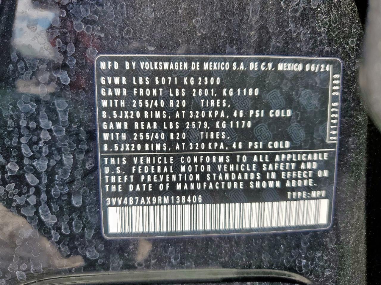 2024 Volkswagen Tiguan Sel R-Line Black VIN: 3VV4B7AX9RM138406 Lot: 81694945