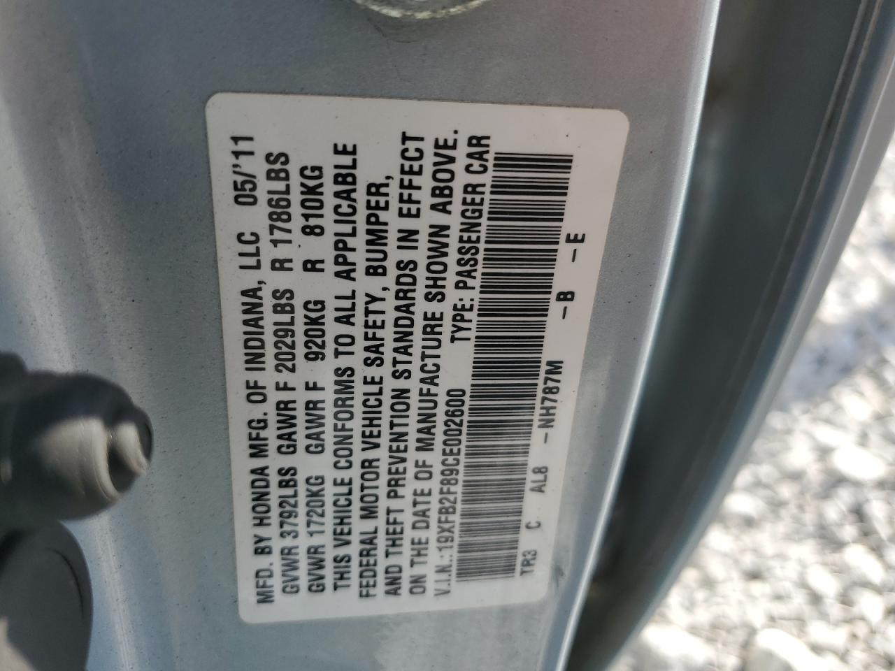 2012 Honda Civic Ex VIN: 19XFB2F89CE002600 Lot: 83933875