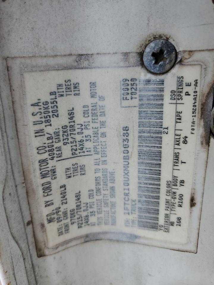 1991 Ford Ranger VIN: 1FTCR10UXMUB00388 Lot: 83793135