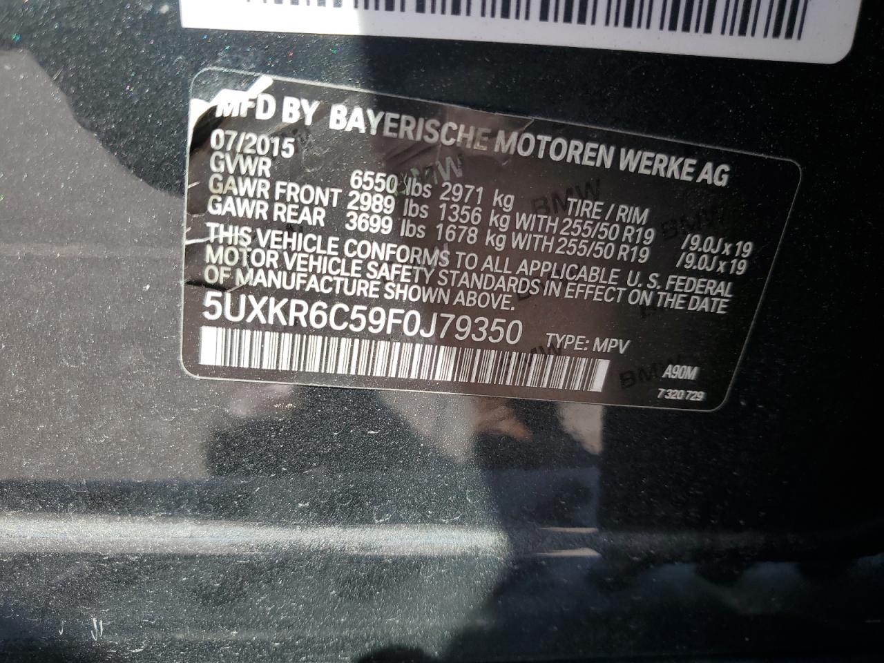 2015 BMW X5 xDrive50I VIN: 5UXKR6C59F0J79350 Lot: 80787445