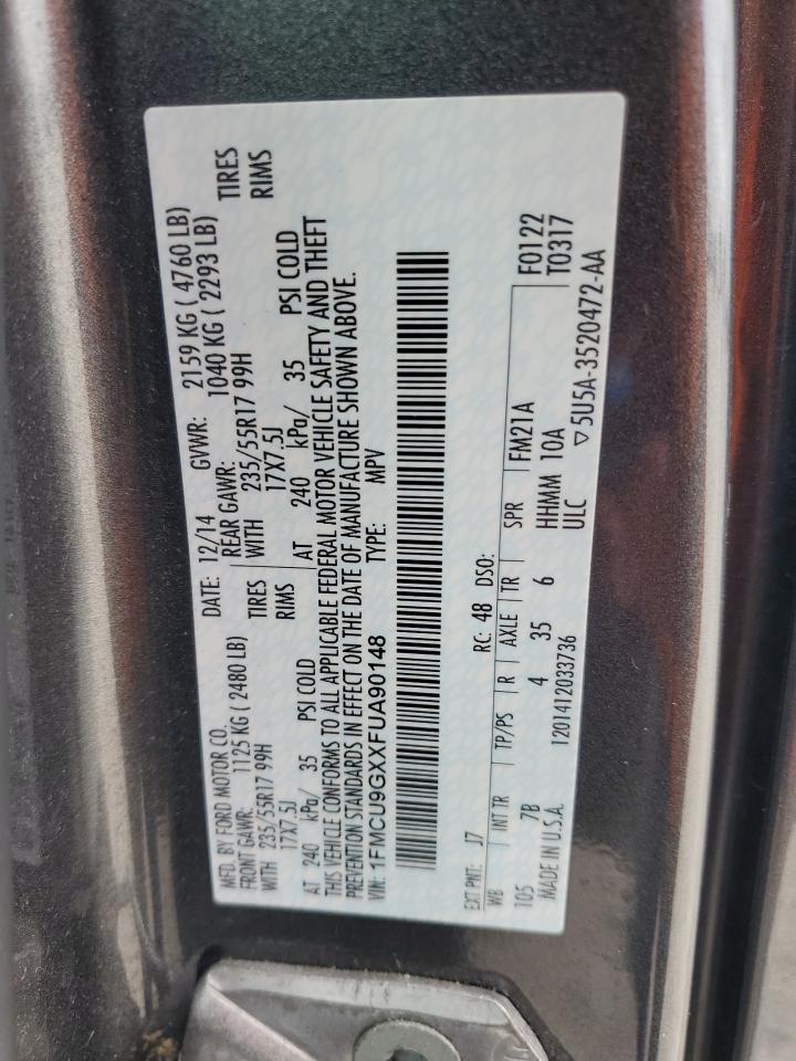 2015 Ford Escape Se VIN: 1FMCU9GXXFUA90148 Lot: 81452755