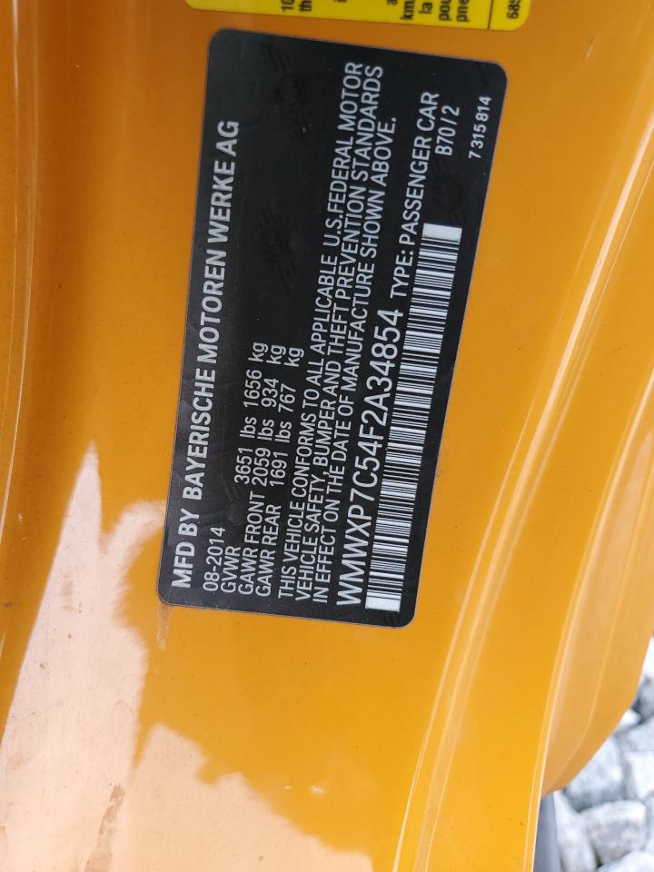 2015 Mini Cooper S VIN: WMWXP7C54F2A34854 Lot: 71257435