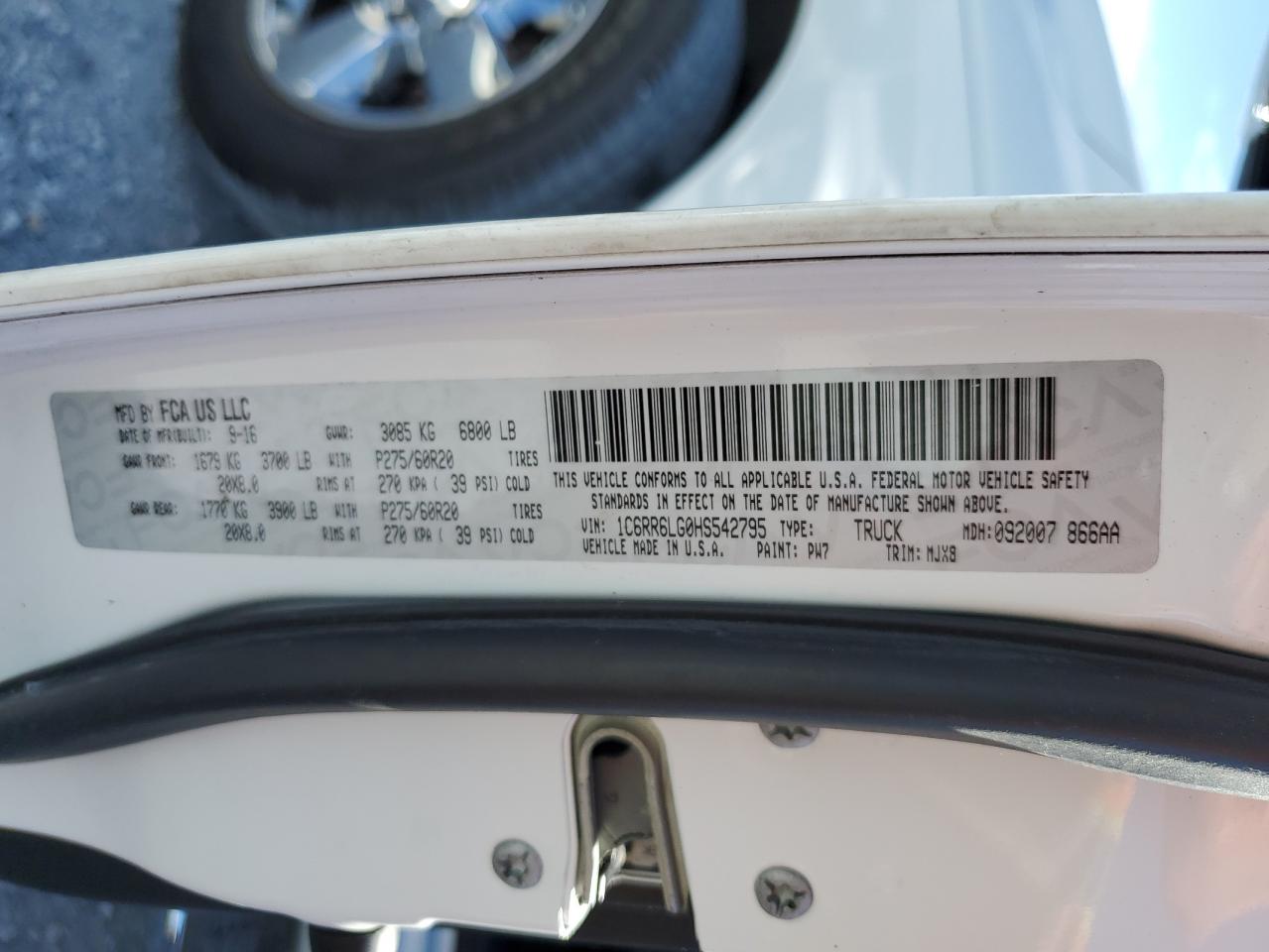 2017 Ram 1500 Slt VIN: 1C6RR6LG0HS542795 Lot: 81883225