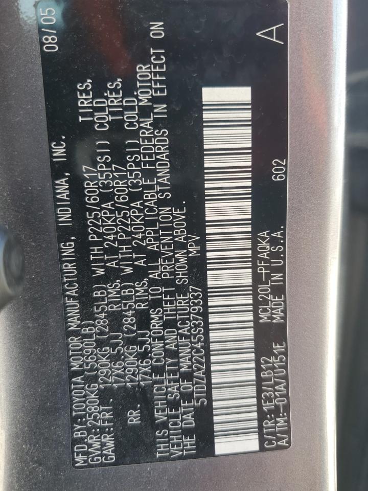 2005 Toyota Sienna Xle VIN: 5TDZA22C45S379337 Lot: 80653935