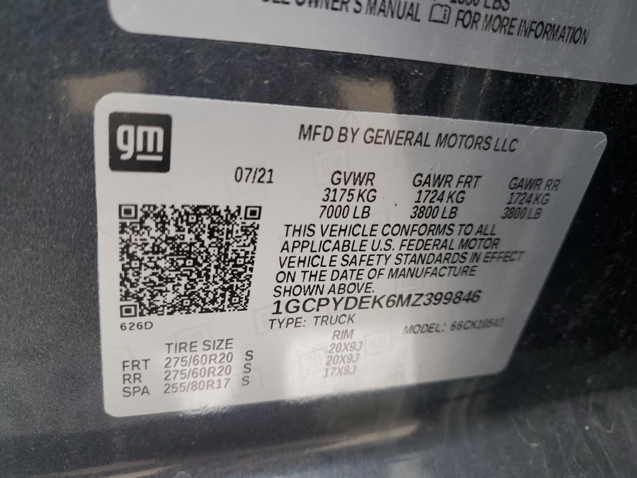 2021 Chevrolet Silverado K1500 Lt VIN: 1GCPYDEK6MZ399846 Lot: 81884325