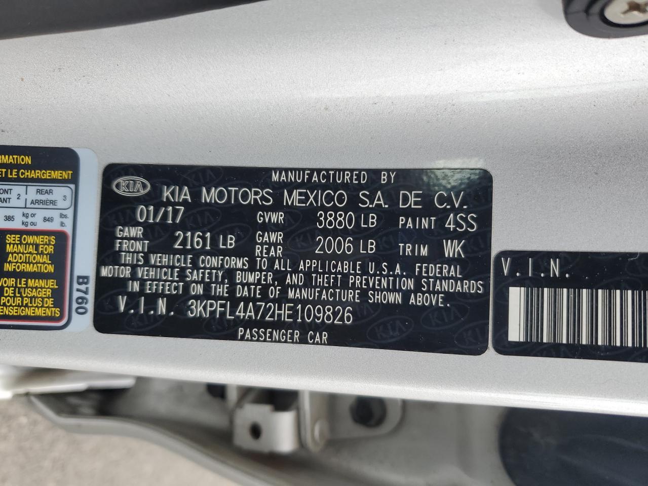 2017 Kia Forte Lx VIN: 3KPFL4A72HE109826 Lot: 81336015