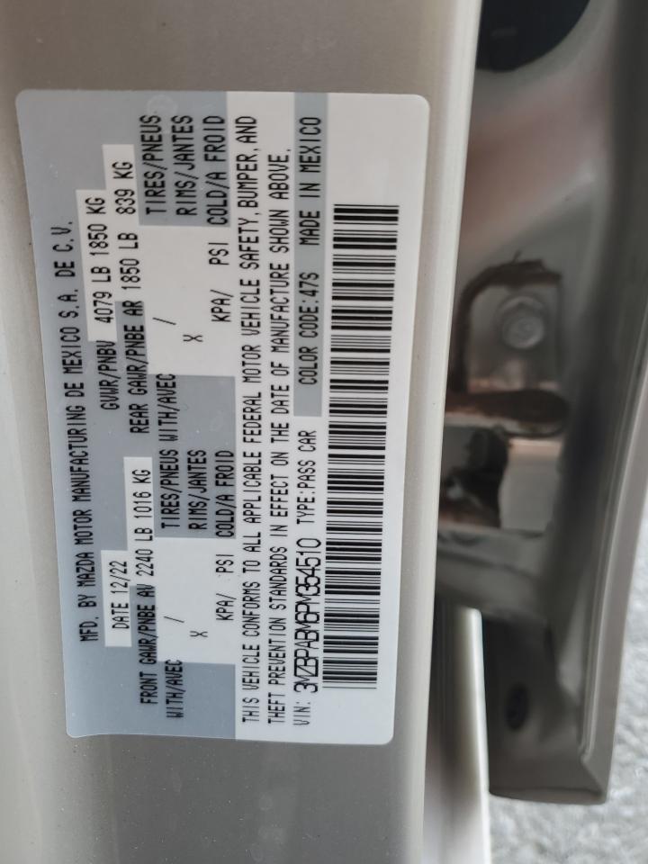 2023 Mazda 3 Select VIN: 3MZBPABM6PM354510 Lot: 81305875