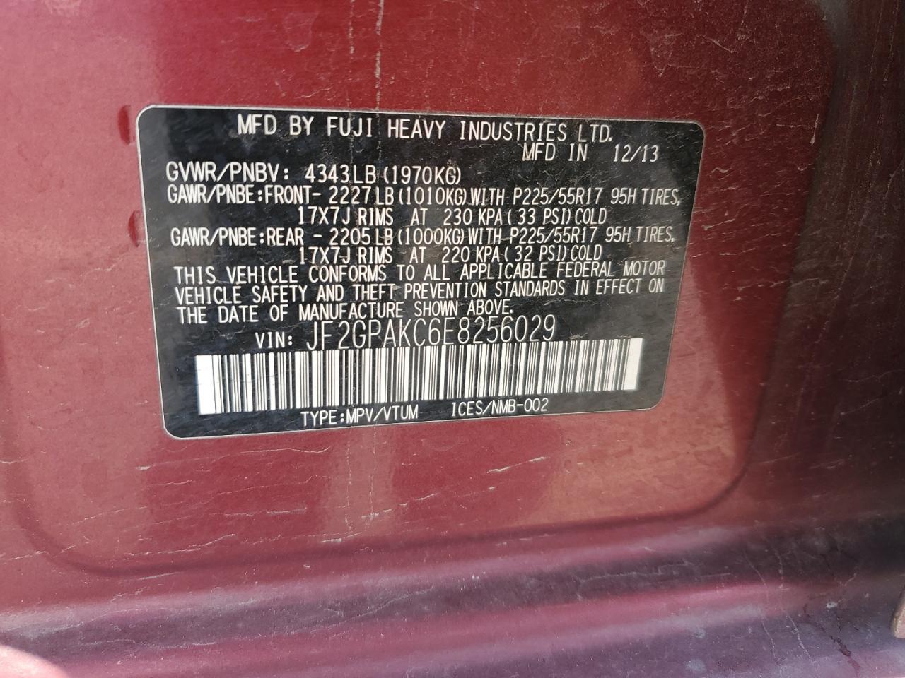 2014 Subaru Xv Crosstrek 2.0 Limited VIN: JF2GPAKC6E8256029 Lot: 67829965