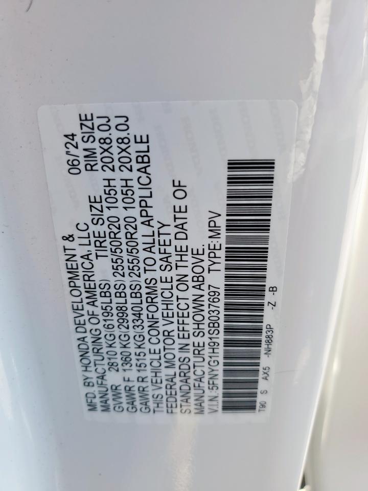 2025 Honda Pilot Black VIN: 5FNYG1H91SB037697 Lot: 83821135