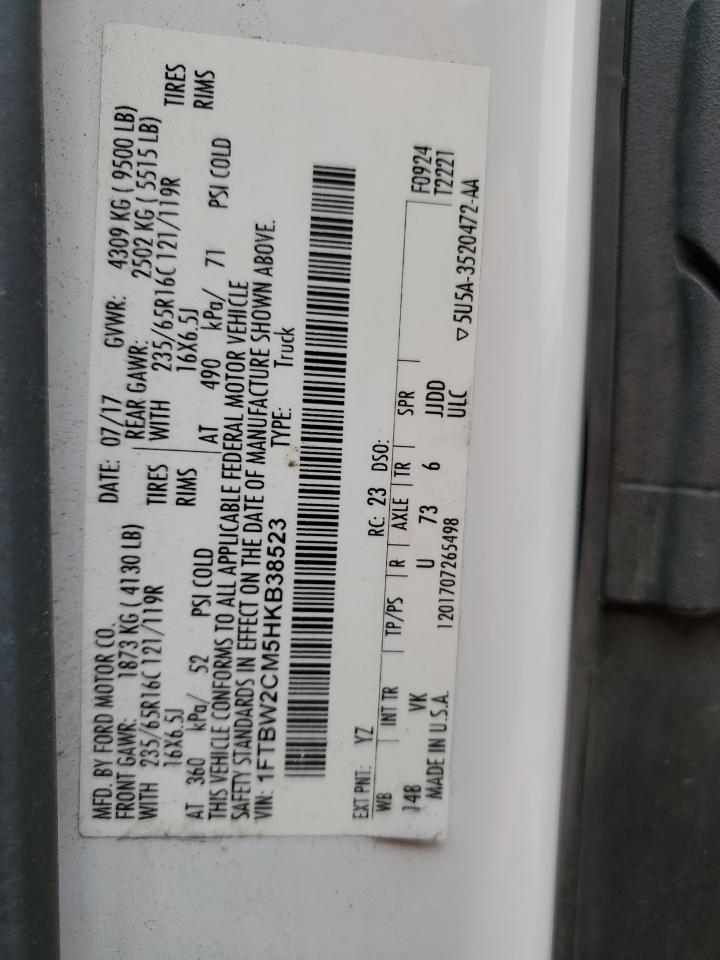 2017 Ford Transit T-350 VIN: 1FTBW2CM5HKB38523 Lot: 70740735