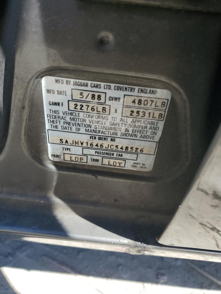 1988 Jaguar Xj6 VIN: SAJHV1646JC548526 Lot: 81043425