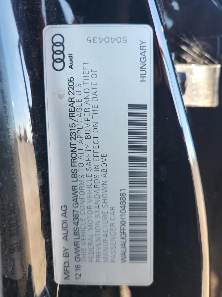 2017 Audi A3 Premium VIN: WAUAUGFFXH1048881 Lot: 81684035