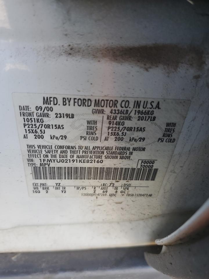 2001 Ford Escape Xls VIN: 1FMYU02191KE82160 Lot: 83756795