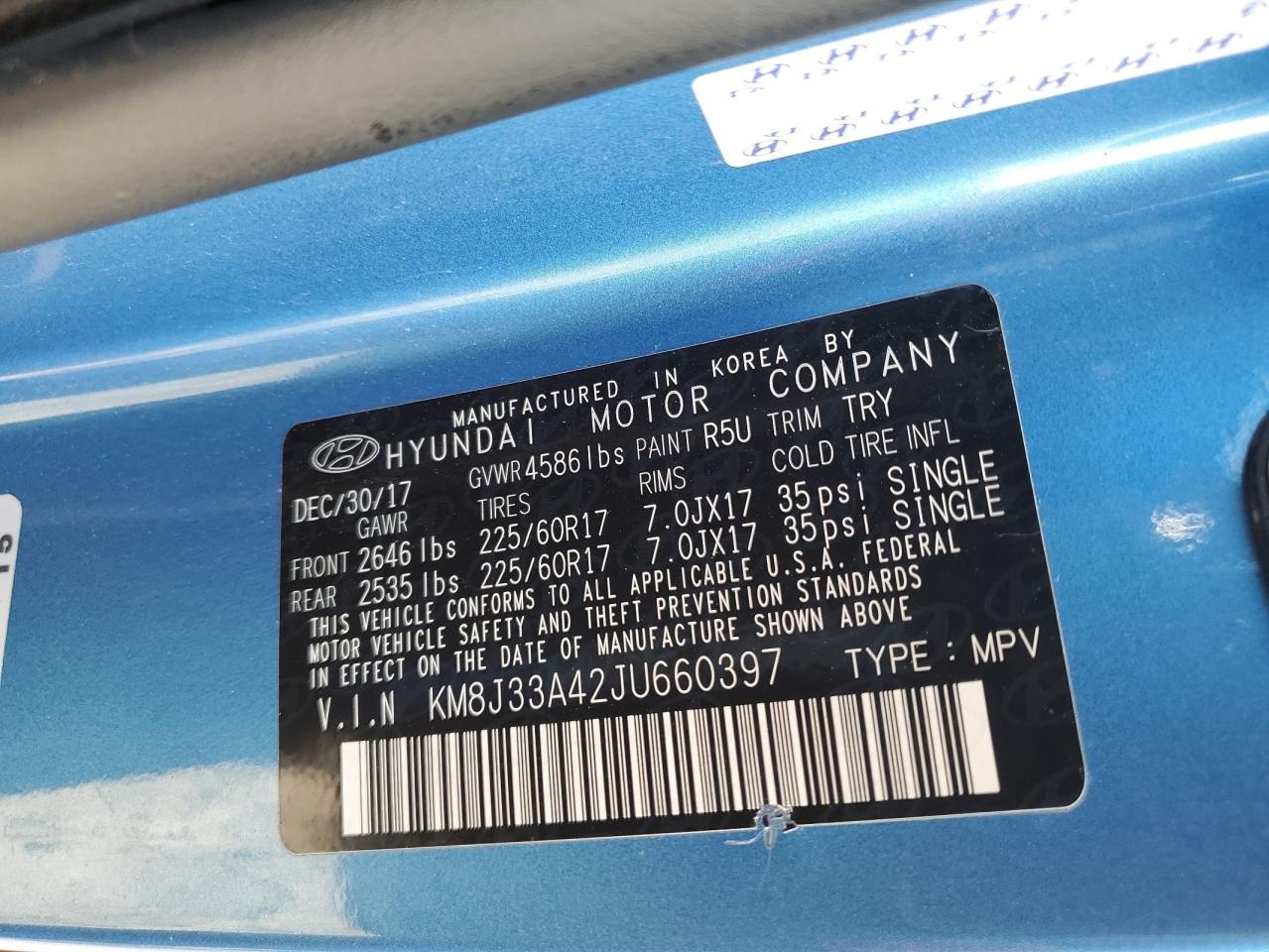 2018 Hyundai Tucson Sel VIN: KM8J33A42JU660397 Lot: 71364535