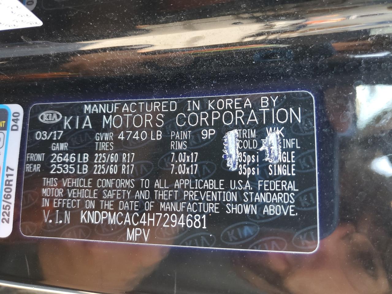 2017 Kia Sportage Lx VIN: KNDPMCAC4H7294681 Lot: 71302745