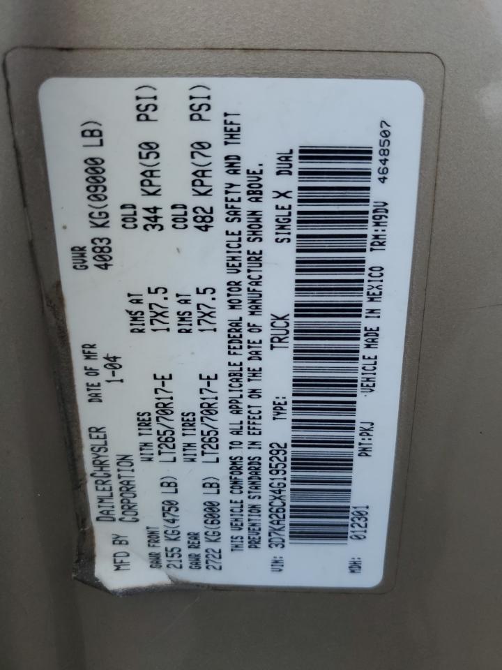 2004 Dodge Ram 2500 St VIN: 3D7KA26CX4G195292 Lot: 80635745