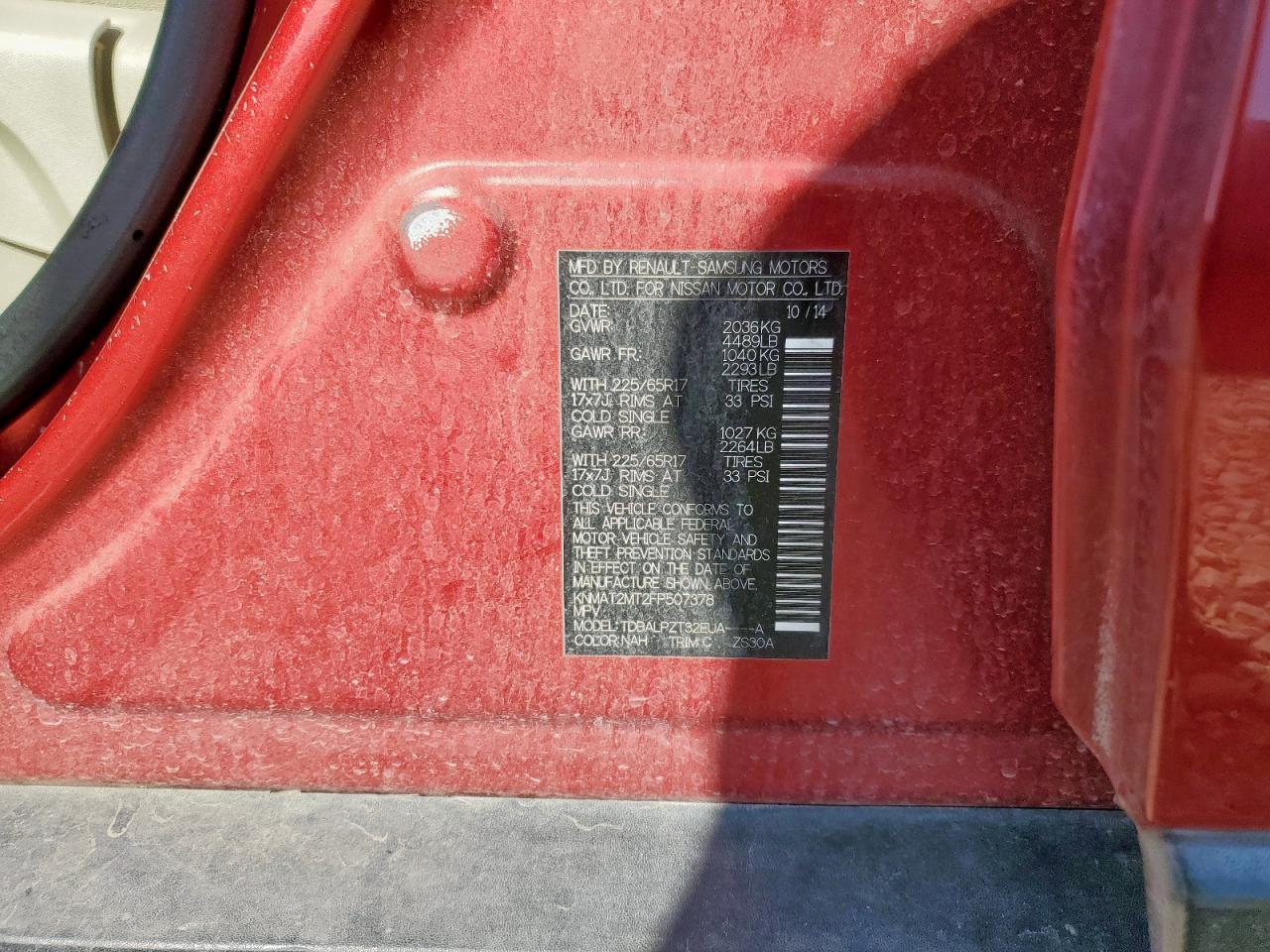 2015 Nissan Rogue S VIN: KNMAT2MT2FP507378 Lot: 80962435