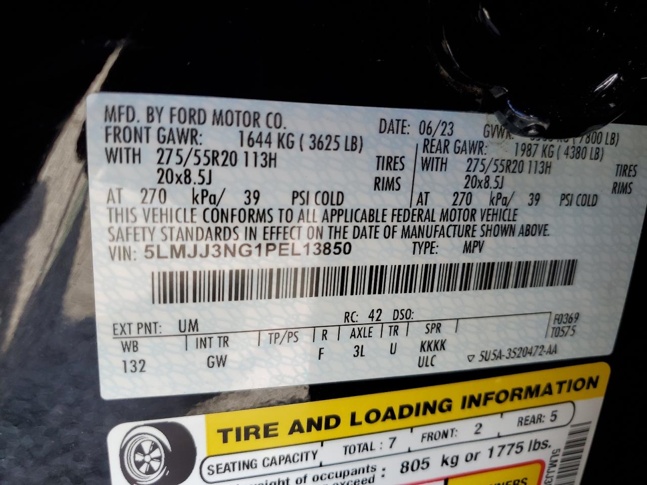 2023 Lincoln Navigator L VIN: 5LMJJ3NG1PEL13850 Lot: 71114365