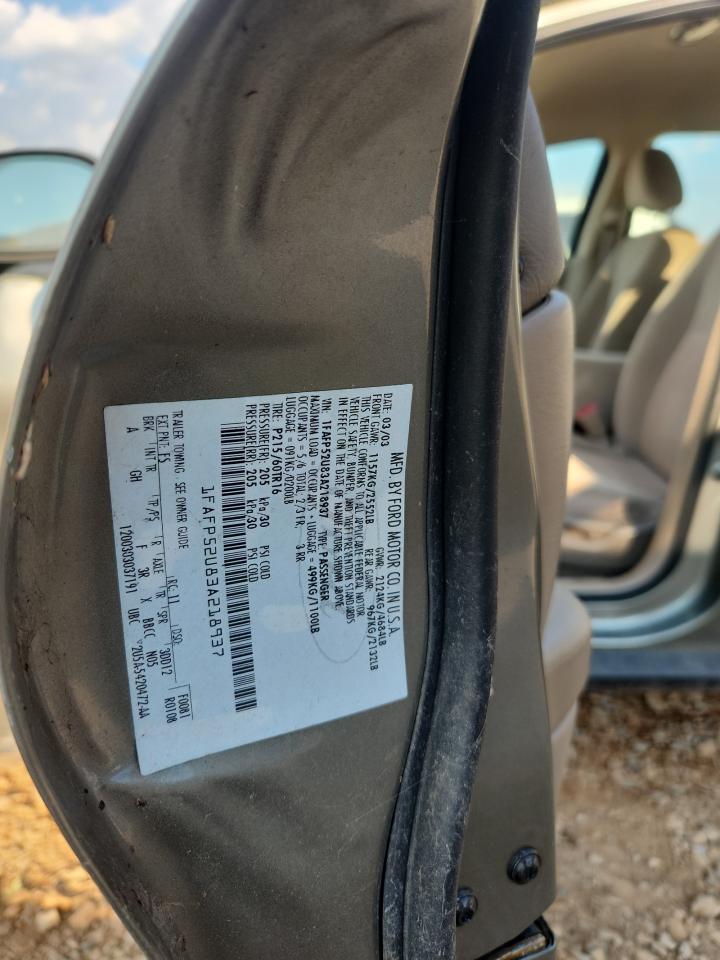 2003 Ford Taurus Lx VIN: 1FAFP52U83A218937 Lot: 80814615