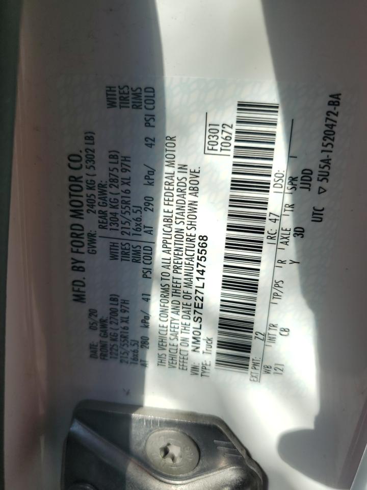 2020 Ford Transit Connect Xl VIN: NM0LS7E27L1475568 Lot: 81477485
