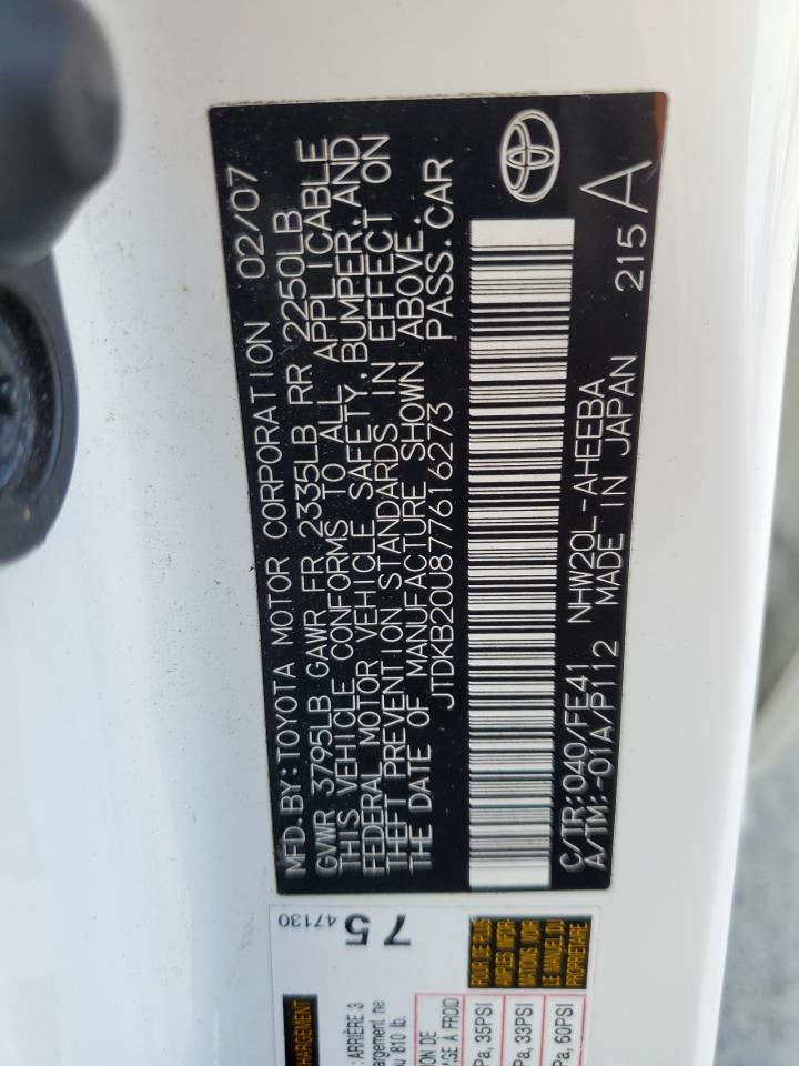 2007 Toyota Prius VIN: JTDKB20U877616273 Lot: 72075985