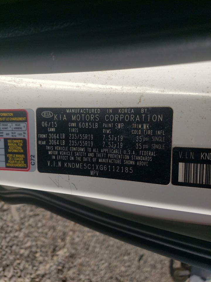 2016 Kia Sedona Sxl VIN: KNDME5C1XG6112185 Lot: 80245865