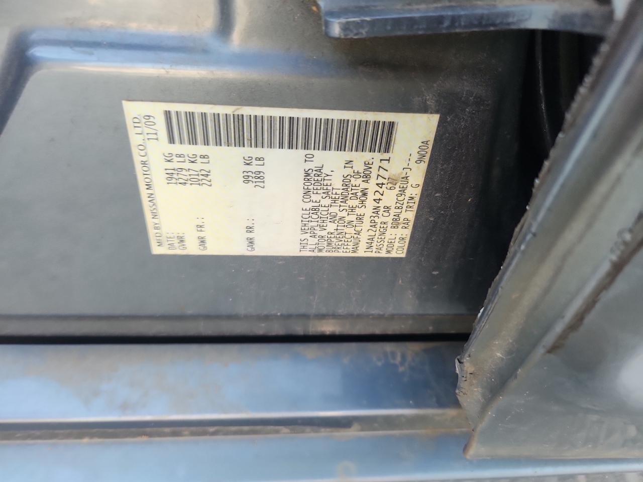 2010 Nissan Altima Base VIN: 1N4AL2AP3AN424771 Lot: 80716305