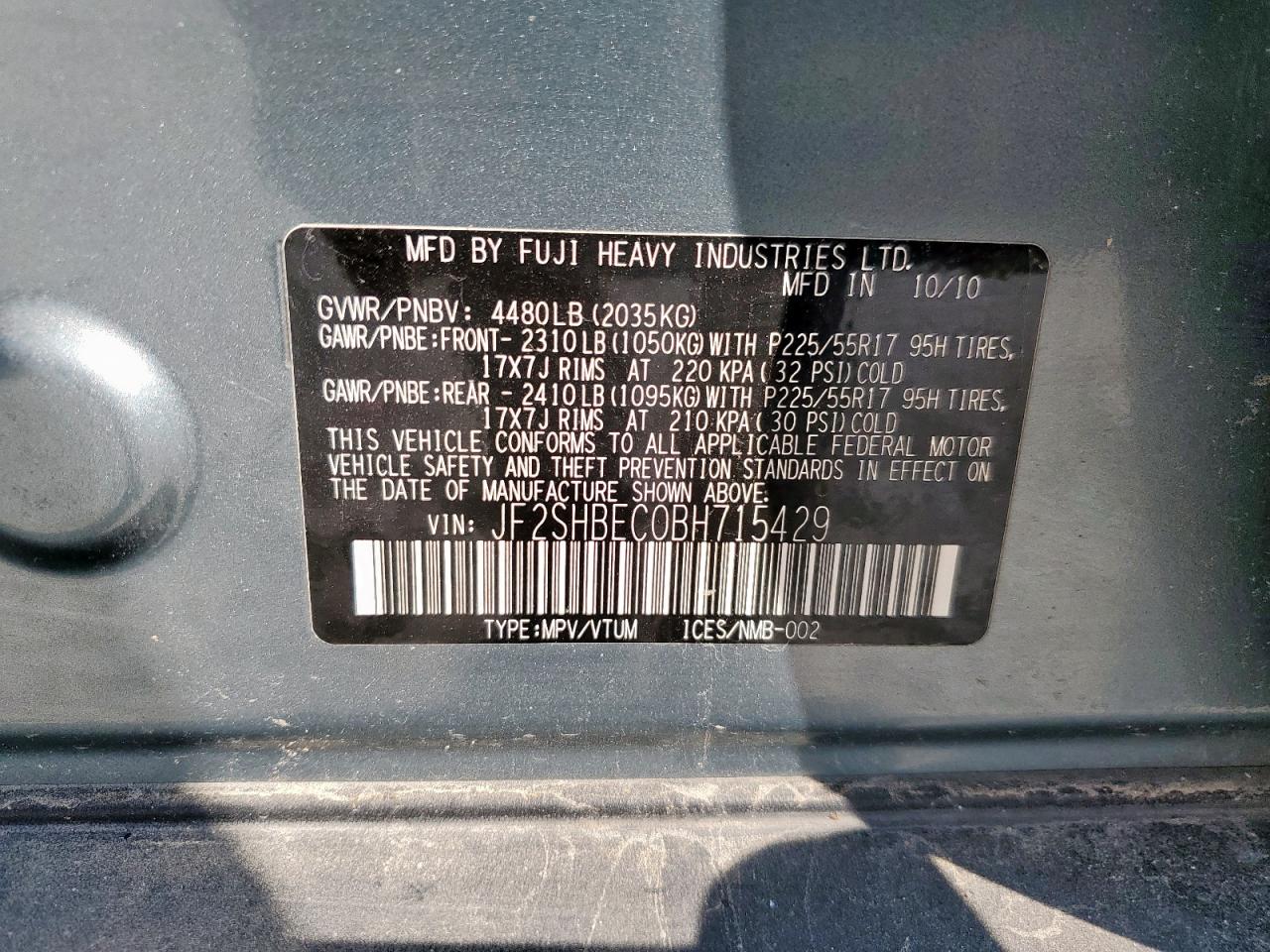 2011 Subaru Forester Limited VIN: JF2SHBEC0BH715429 Lot: 81303905