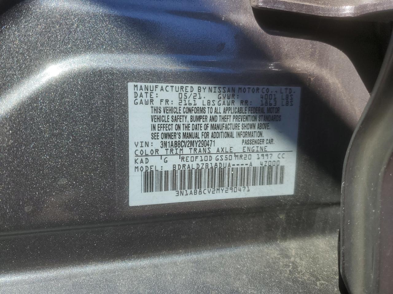 2021 Nissan Sentra Sv VIN: 3N1AB8CV2MY290471 Lot: 71660215