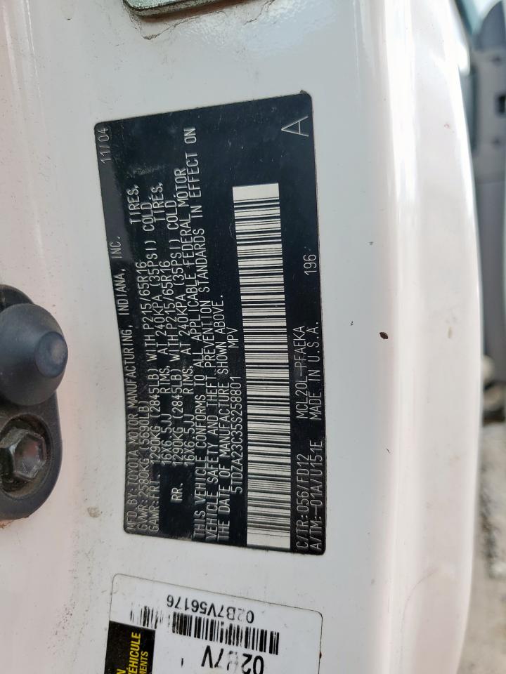 2005 Toyota Sienna Ce VIN: 5TDZA23C35S258801 Lot: 81154845