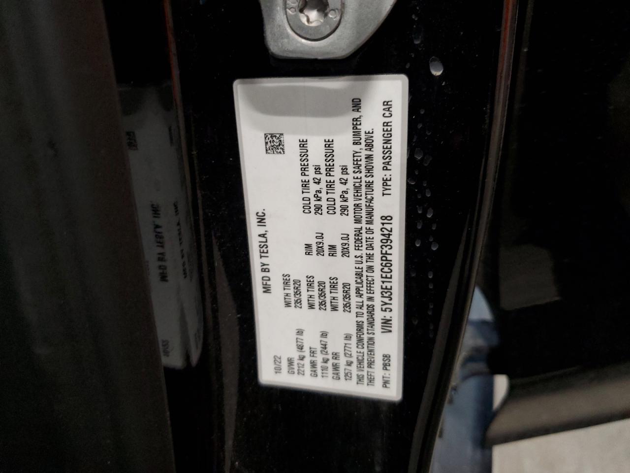 2022 Tesla Model 3 VIN: 5YJ3E1EB0NF192186 Lot: 80825835