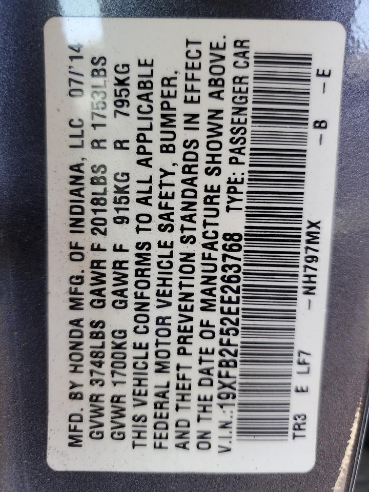 2014 Honda Civic Lx VIN: 19XFB2F52EE263768 Lot: 71404185