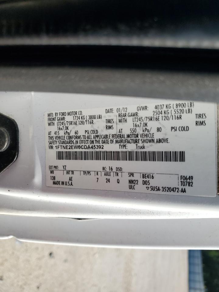 2012 Ford Econoline E250 Van VIN: 1FTNE2EW6CDA45392 Lot: 71897195