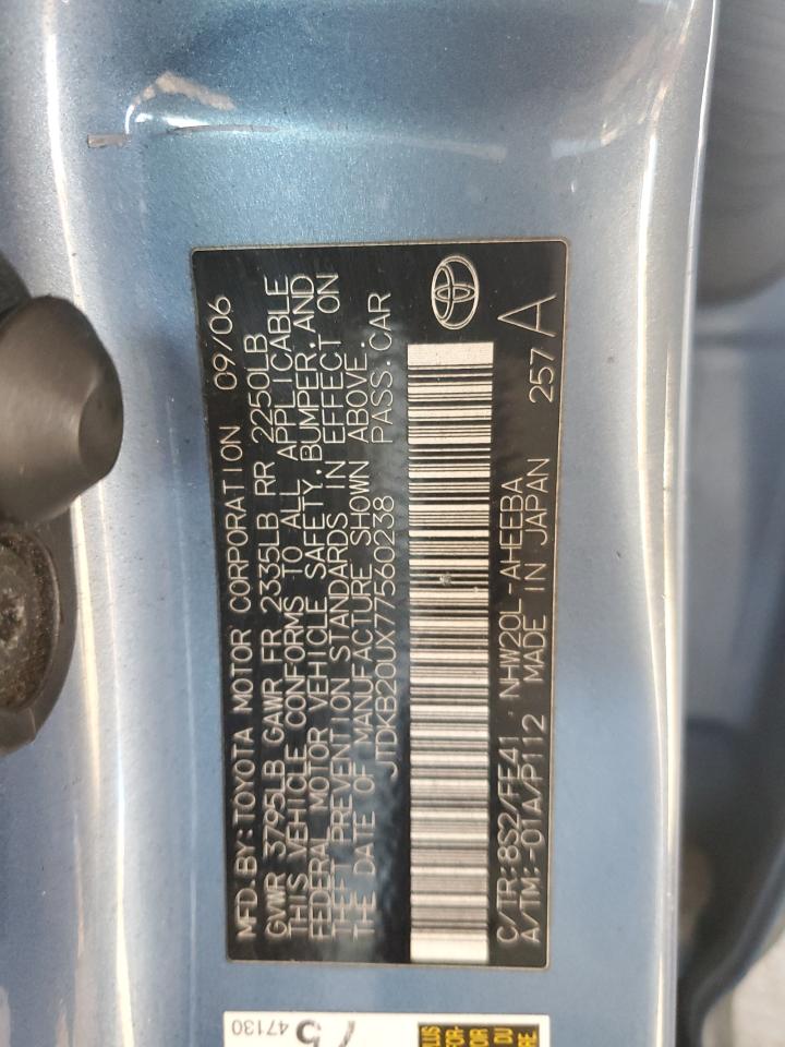 2007 Honda Uk VIN: JTDKB20UX77560238 Lot: 81722085