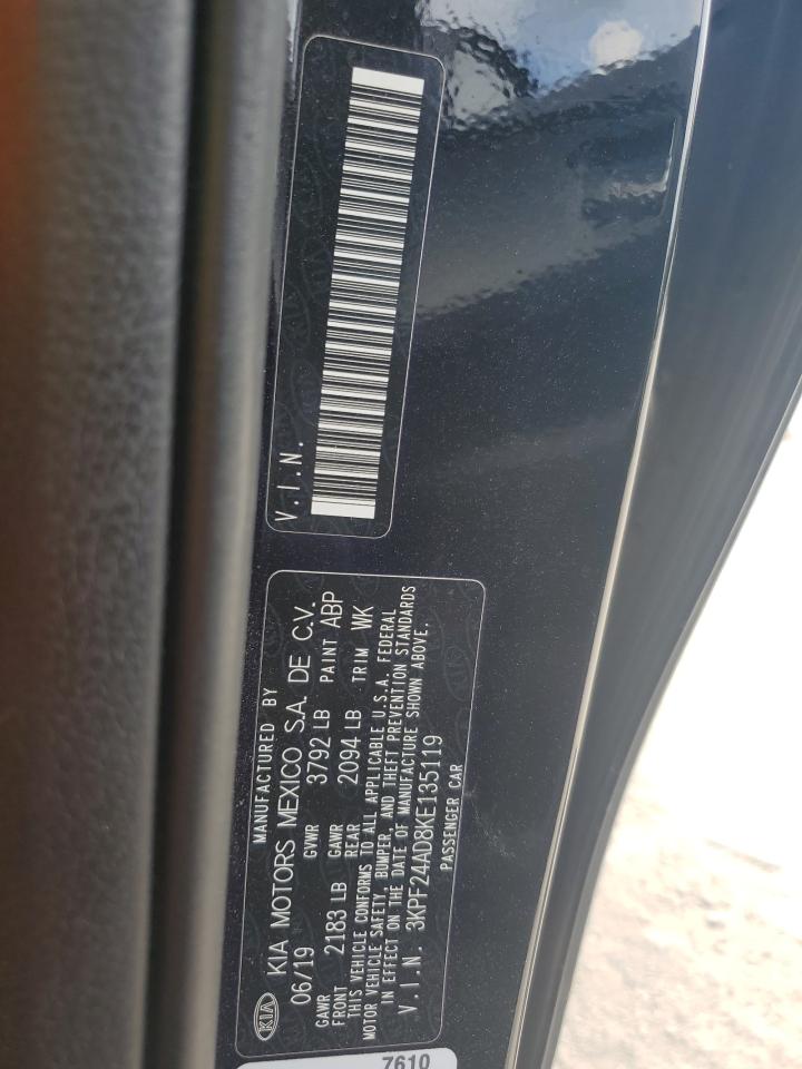 2019 Kia Forte Fe VIN: 3KPF24AD8KE135119 Lot: 80572045