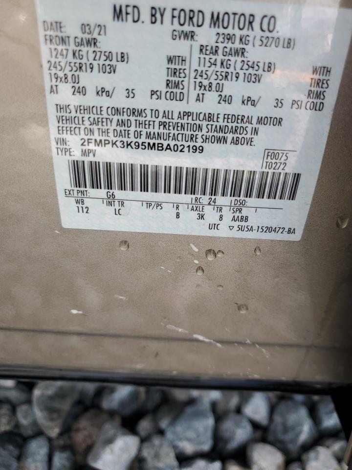 2021 Ford Edge Titanium VIN: 2FMPK3K95MBA02199 Lot: 72075315