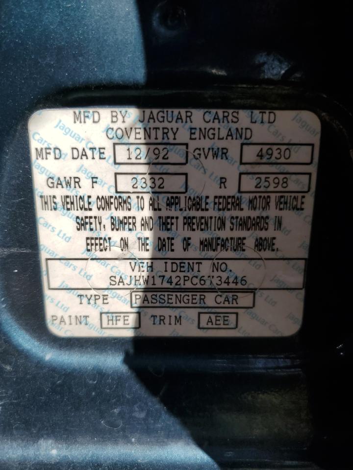 1993 Jaguar Xj6 Sovereign VIN: SAJHW1742PC673446 Lot: 71095615