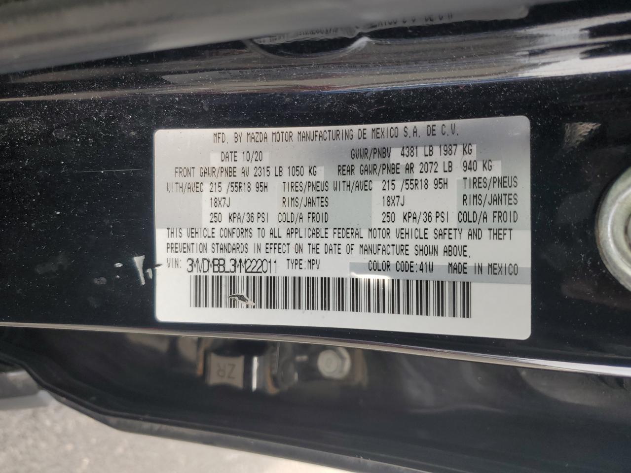 2021 Mazda Cx-30 Select VIN: 3MVDMBBL3MM222011 Lot: 80759035