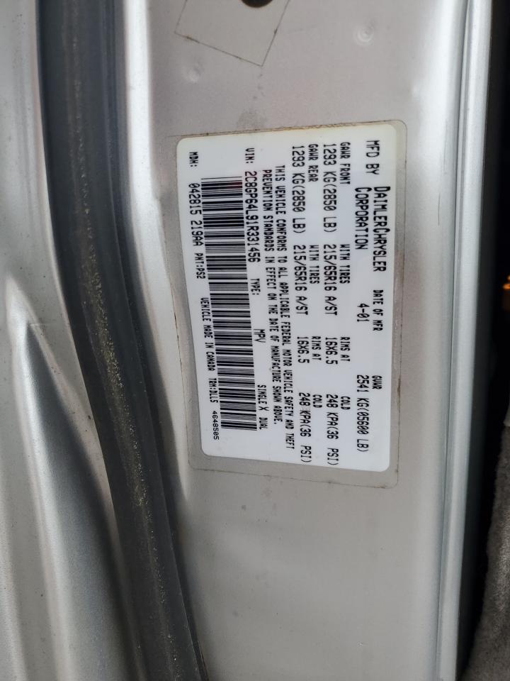 2001 Chrysler Town & Country Limited VIN: 2C8GP64L91R331456 Lot: 84297995