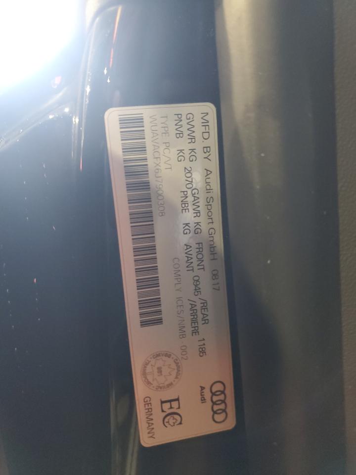 2018 Audi R8 Spyder VIN: WUAVACFX6J7900308 Lot: 84009005