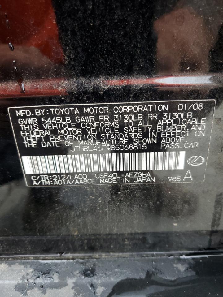 2008 Lexus Ls 460 VIN: JTHBL46F985068815 Lot: 83964805