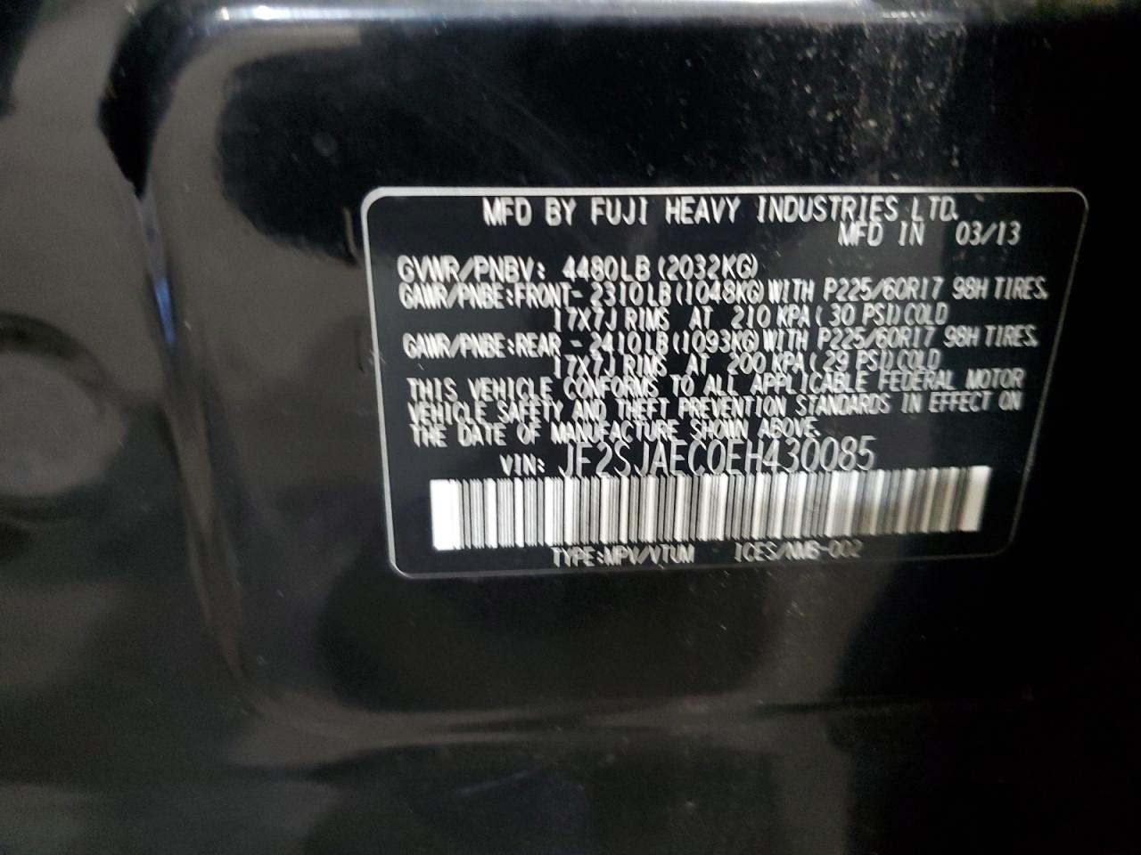 2014 Subaru Forester 2.5I Premium VIN: JF2SJAEC0EH430085 Lot: 80861045